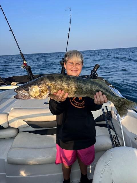Josh Hadfield with a walleye at Lake Erie