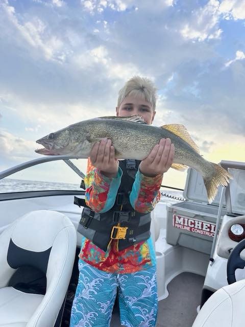 Josh Hadfield with a walleye at Lake Erie