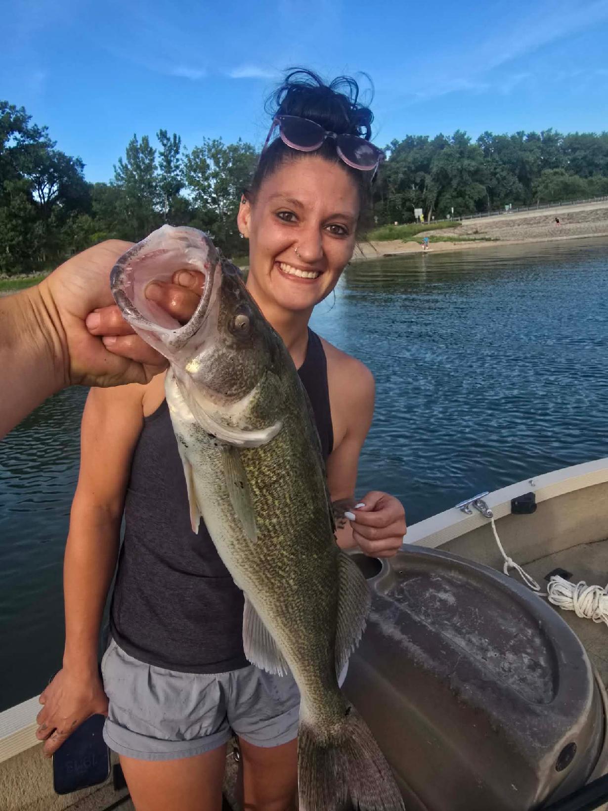 Amy Anderson with a walleye at Minnesota