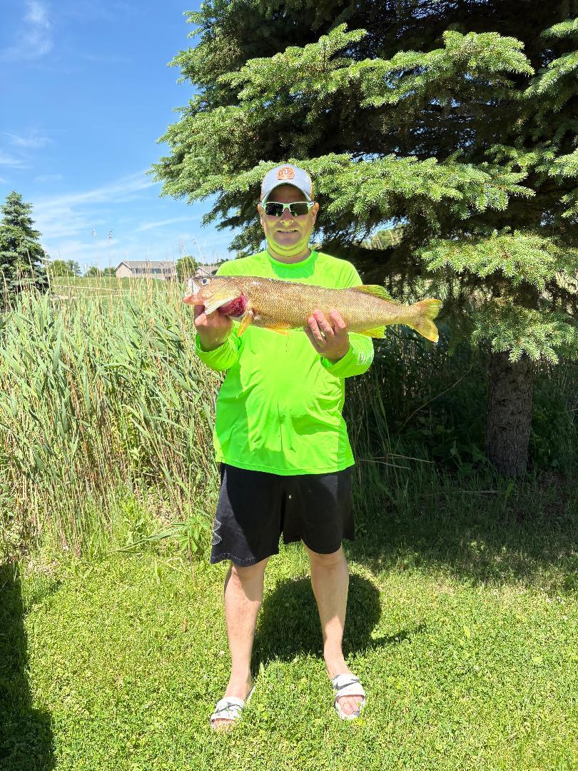 Zach Burns with a walleye at Minnesota